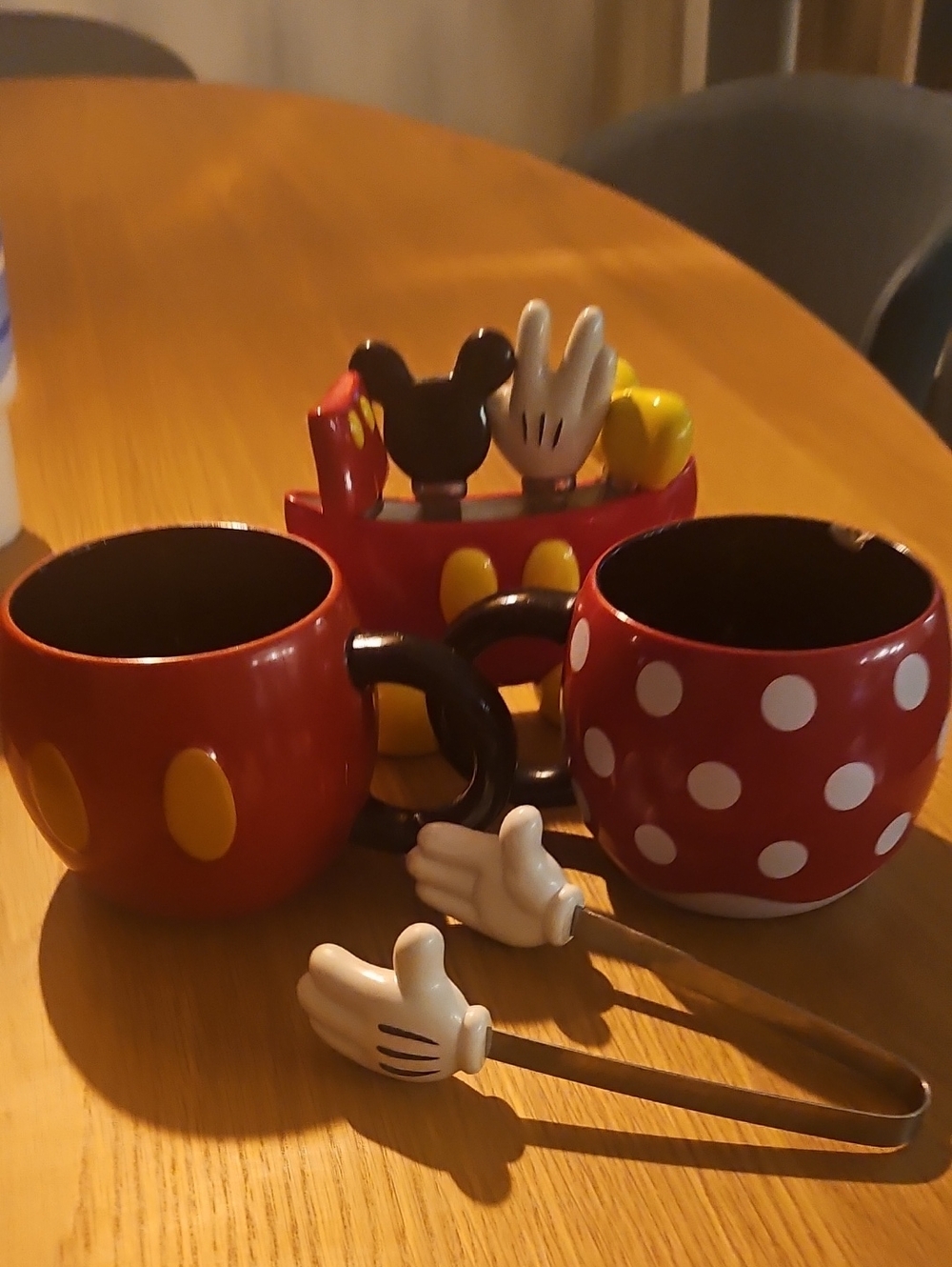 Disney Red and Yellow Mickey & Minnie Polka Dot Mug Set